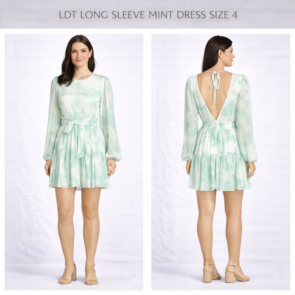 LDT Long Sleeve Mint Tie-Dye Dress – Size 4